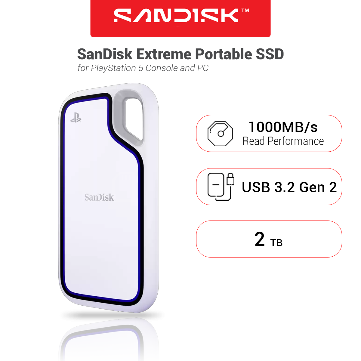 SanDisk Extreme Portable SSD 2TB×5セット SanDisk Extreme Portable SSD for PlayStation 5 Console and PC 2TB
