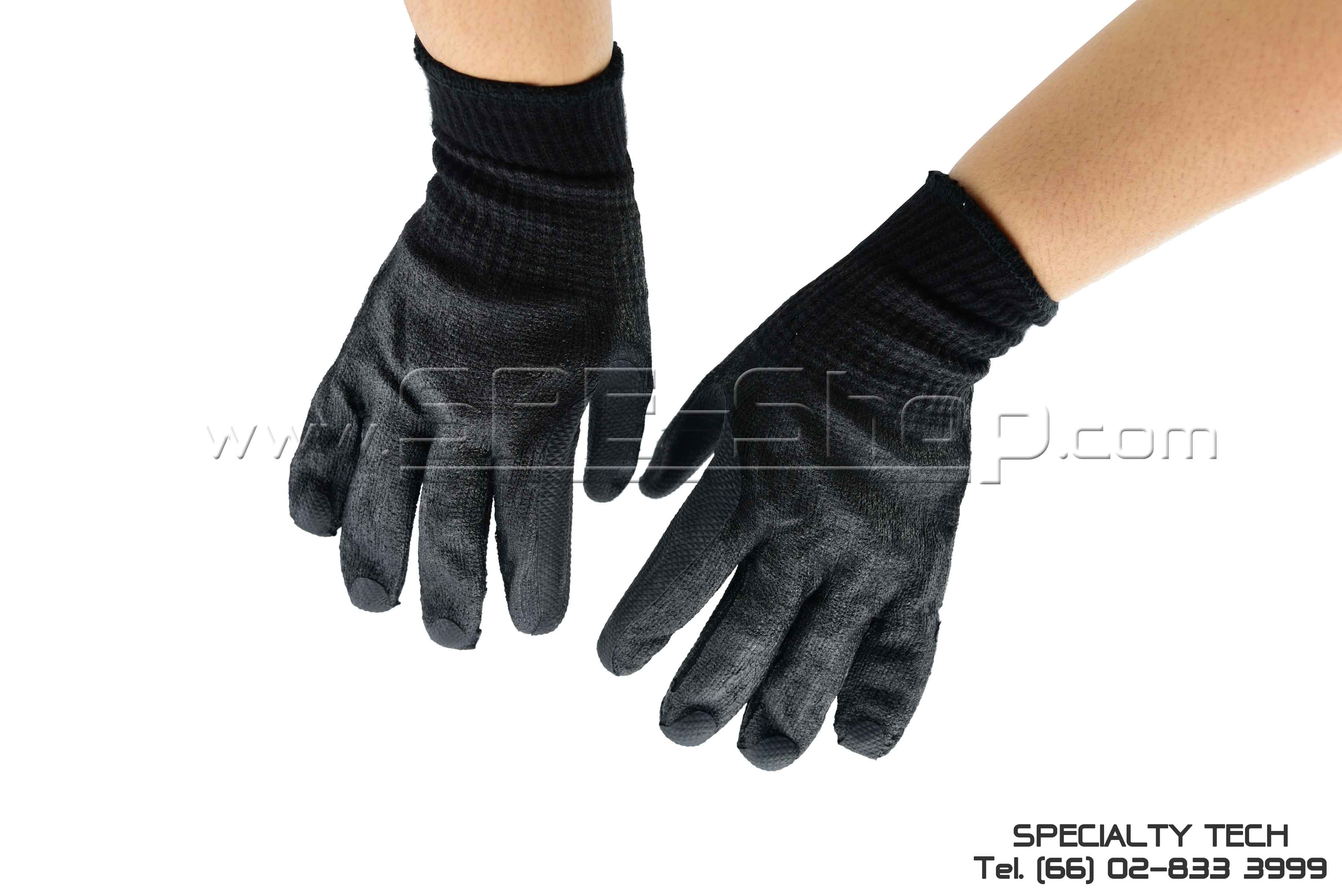 Solid Rubber Palm Coated ถุงมือถักเซฟตี้เคลือบยาง 0.85 MM สีดำ