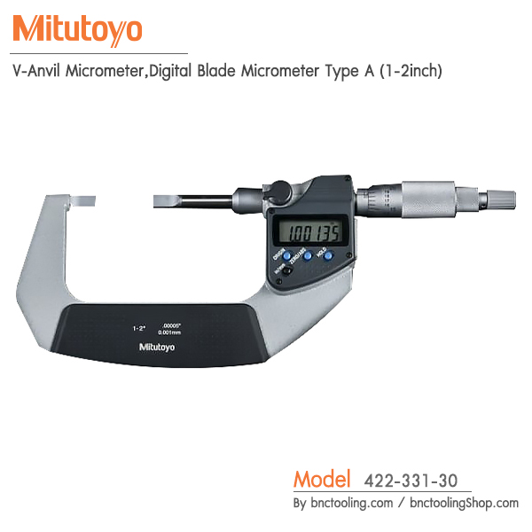 Mitutoyo,V-Anvil Micrometer,Digital Blade Micrometer Type A (1-2inch),422-331-30