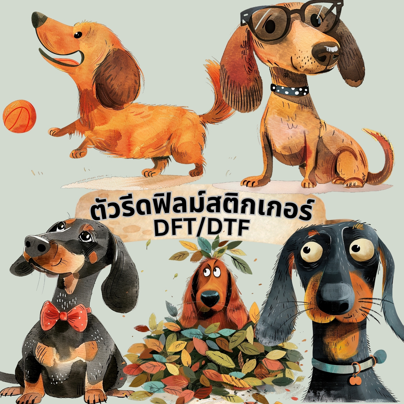 ตัวรีดติดเสื้อ หมา ดัชชุน ฟิลม์รีดร้อน พิมพ์ลาย สกรีนลาย ฟิลม์ DFT DTF
