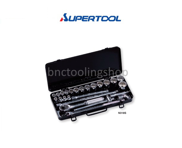 ประแจบ๊อกชุด รู3/8"(9.5mm),Socket Wrench Set Square Drive 3/8"(9.5mm)25Q'ty,Supertool,N318S