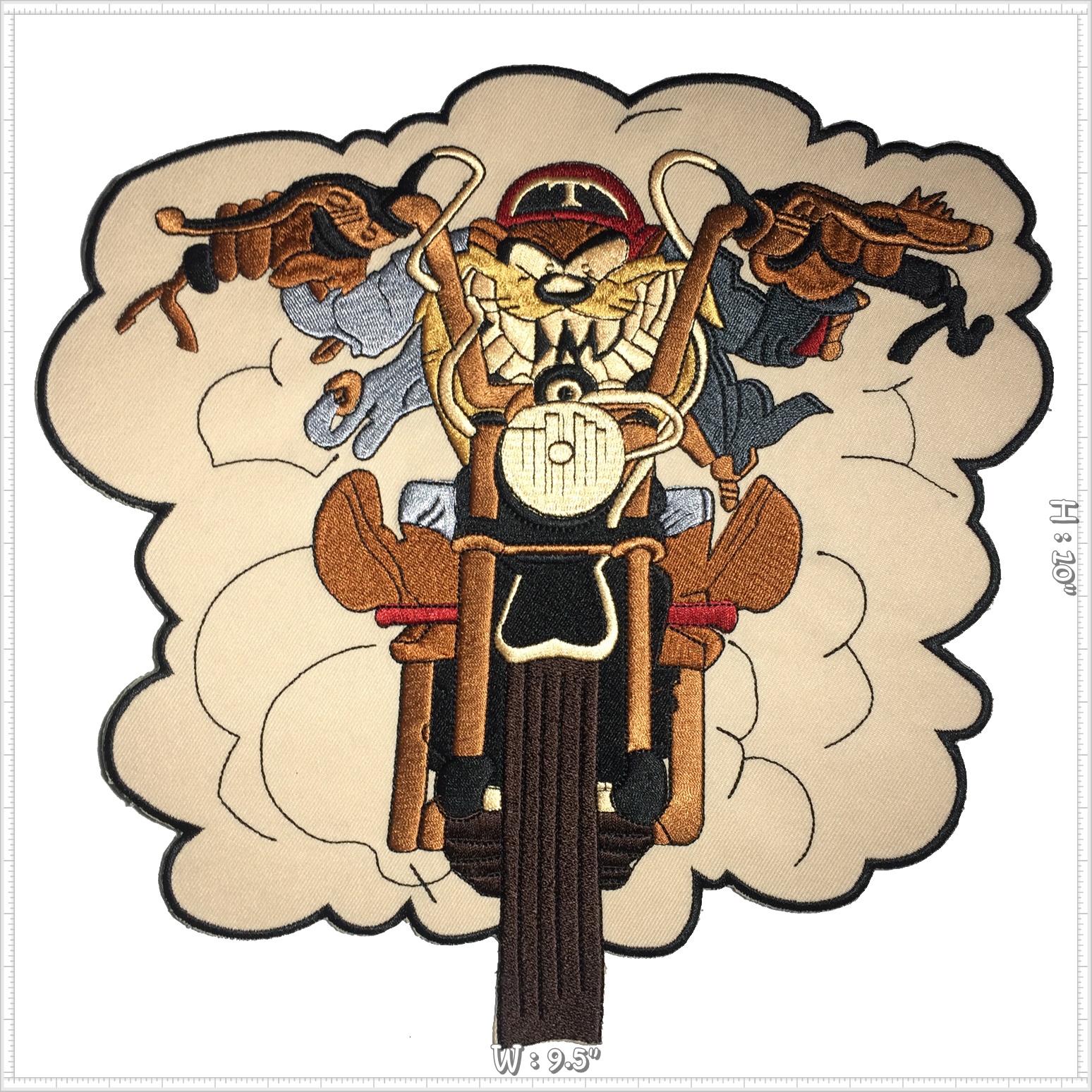 Taz ขี่รถมอเตอร์ไซด์ ตัวรีดติดเสื้อ อาร์มรีด อาร์มปัก ตกแต่งเสื้อผ้า หมวก กระเป๋า แจ๊คเก็ตยีนส์ Embroidered Iron on Patch ขนาดใหญ่