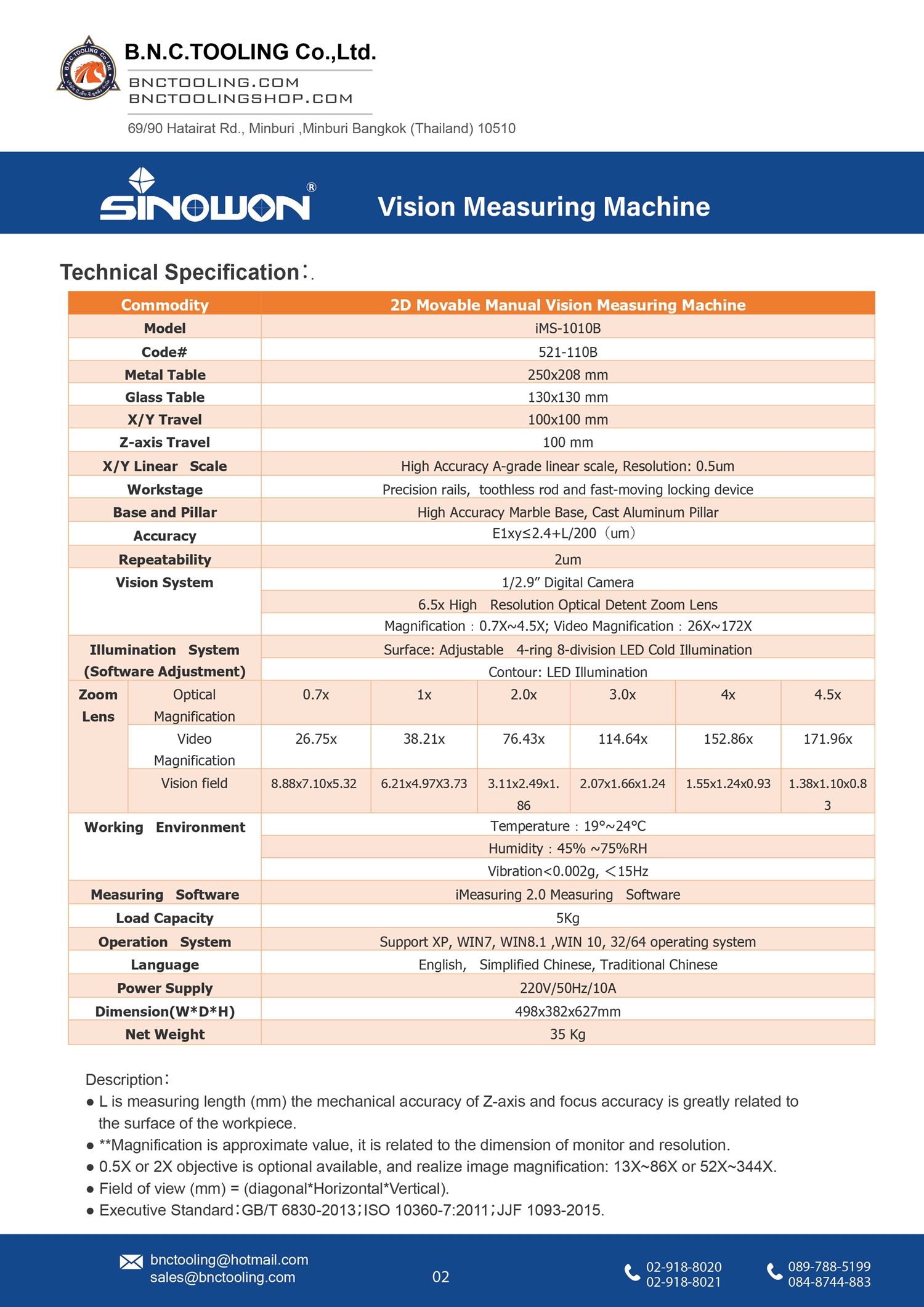 sinowon,2D Movable Vision Measuring Machine,1010B