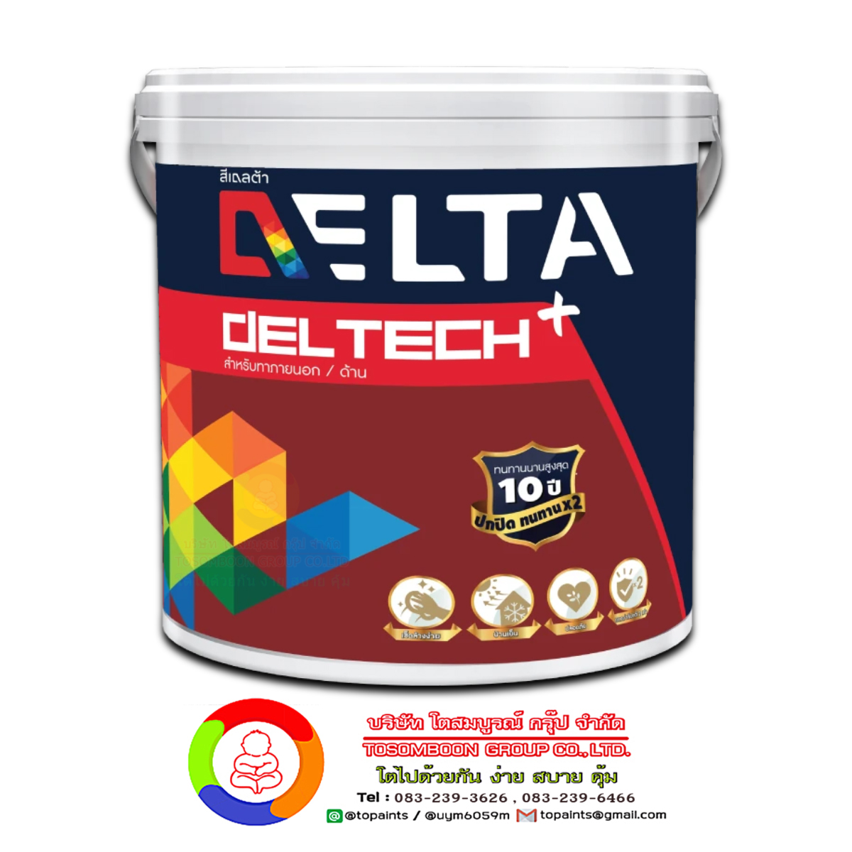 สีเดลเทคพลัส สำหรับภายนอก ชนิดด้าน Deltech Plus for Exterior Matt