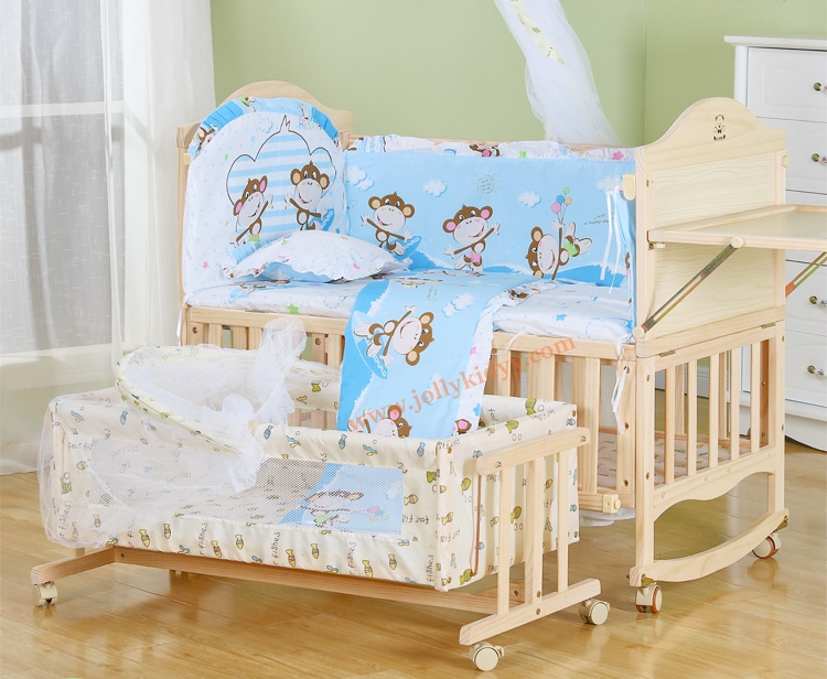 เตียงนอนไม้สำหรับเด็ก ครบชุดแถมเปลไกวเล็ก B10131