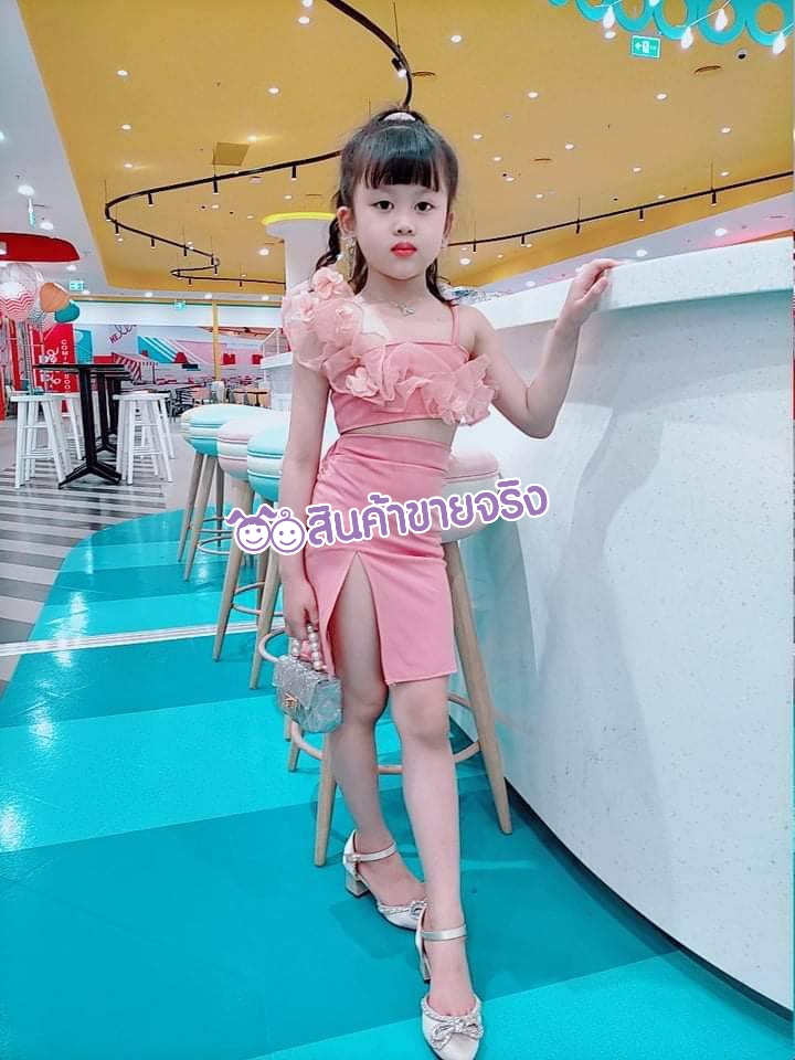 KS24/✨พร้อมส่ง✨ชุดเด็กผู้หญิง เรียบหรู ไฮโซ แบบมีสไตล์ งานดอกไม้3D
