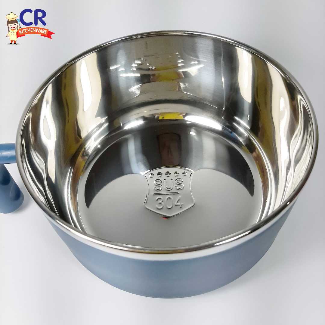 ชามสแตนเลส ผนัง 2 ชั้น มีหูจับ SUS304 ฝาดำ หูข้าง 1000 ml.