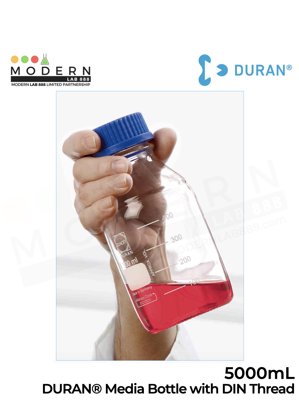5000 mL ขวดมีเดียดูแรน / GL45 DURAN® Media Bottle with DIN Thread