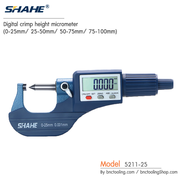 SHAHE,Digital crimp height micrometer(0-25mm/25-50mm/50-75mm/75-100mm),5211-25