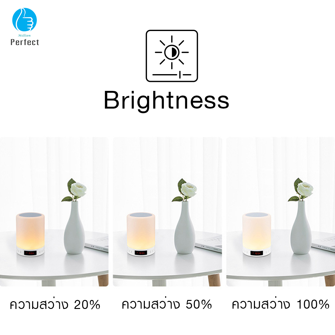 ลำโพงบลูทูธสมาร์ทนาฬิกาปลุก แบบพกพาไร้สายบลูทูธ ไฟกลางคืนโคมไฟตั้งโต๊ะ LED Pat Night Light รุ่น S66+