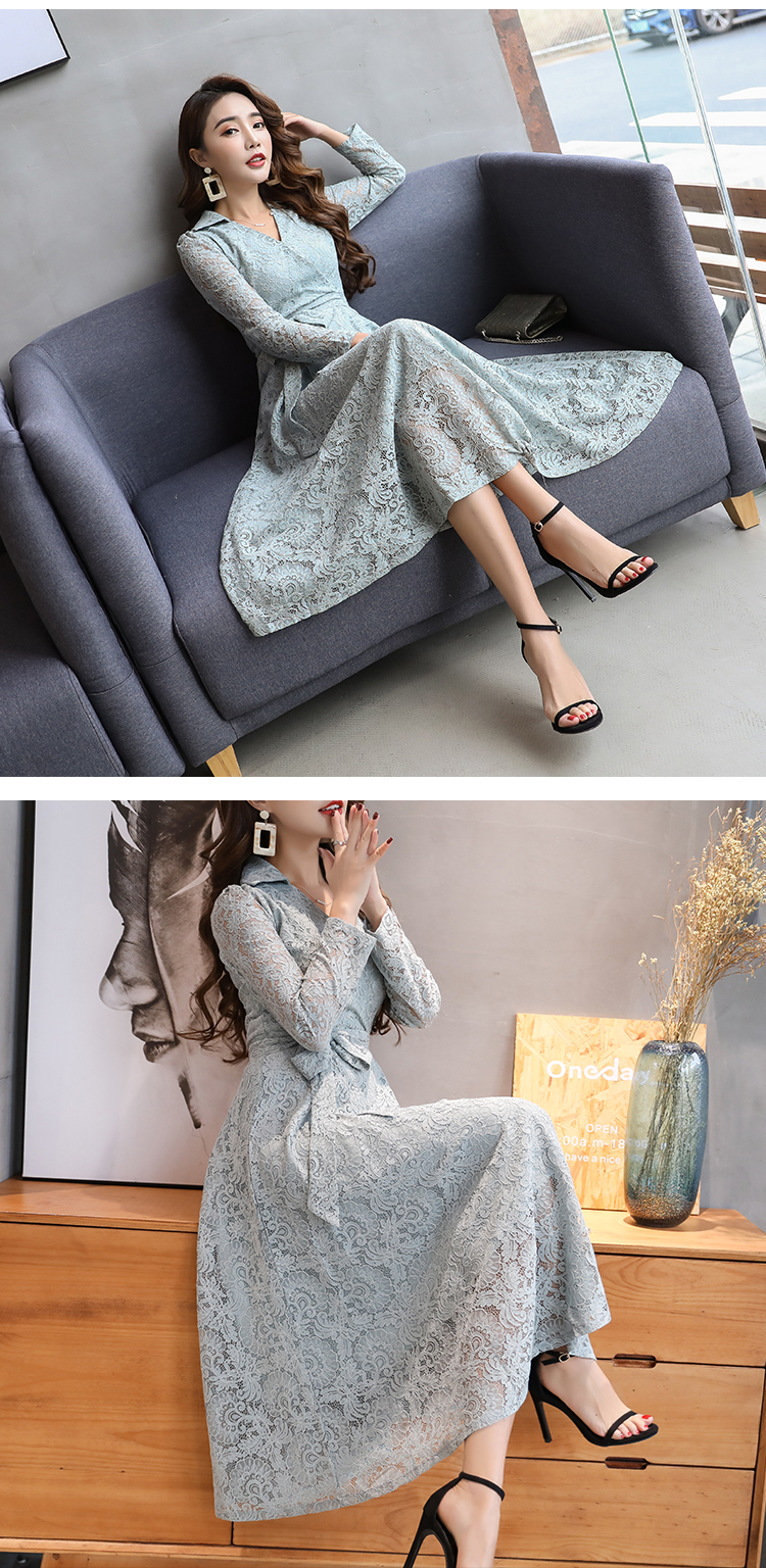 ชุดเดรสยาวสีเทา เดรสผ้าลูกไม้สีเทา ส่งฟรี ems