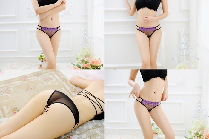 NA038 กางเกงในเซ็กซี่ กางเกงในผ้าซีทรูด้านหน้าปักลายลูกไม้ด้านหลังเป็นผ้าซีทรูเรียบๆ ด้านข้างเดินสายยางยืดแบบเส้นคู่ตามรูปถ่ายสินค้าจริงเลยค่ะ