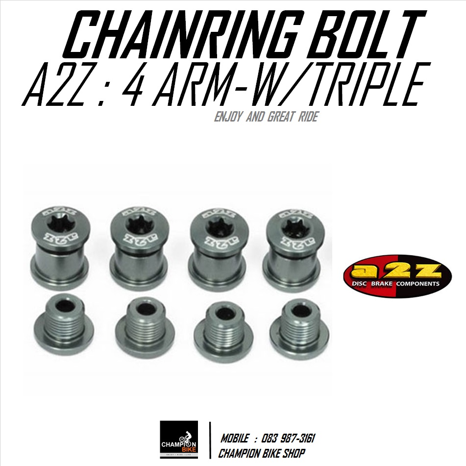 น็อตยึดใบจาน สีเทา A2Z : CHAINRING BOLT SET GRAY COLOR (4 ARM CRANK W/TRIPLE)