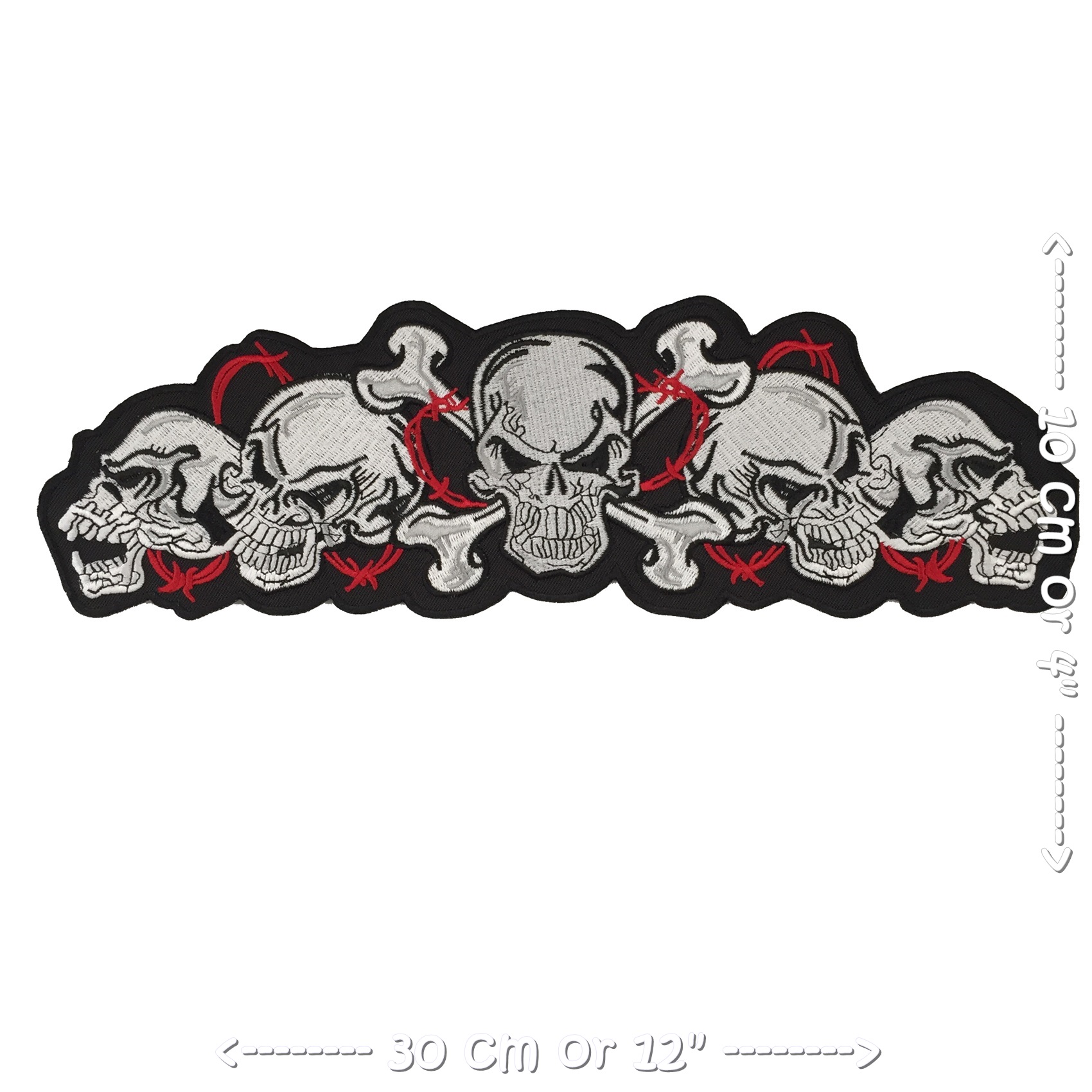กระโหลก กระดูกไขว์ ไบค์เกอร์ ตัวรีดติดเสื้อ อาร์มรีด อาร์มปัก ตกแต่งเสื้อผ้า หมวก กระเป๋า แจ๊คเก็ตยีนส์ Embroidered Iron on Patch ขนาดใหญ่