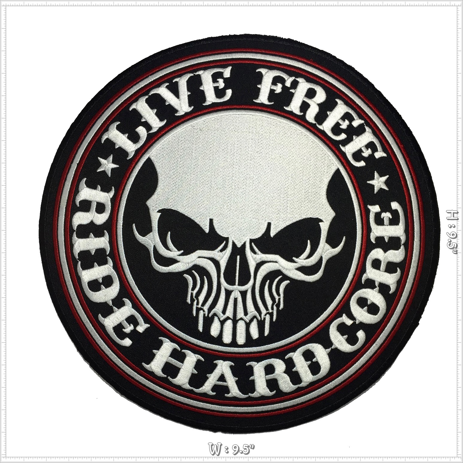 Live Free Ride Free ตัวรีดติดเสื้อ อาร์มรีด อาร์มปัก ตกแต่งเสื้อผ้า หมวก กระเป๋า แจ๊คเก็ตยีนส์ Embroidered Iron on Patch ขนาดใหญ่