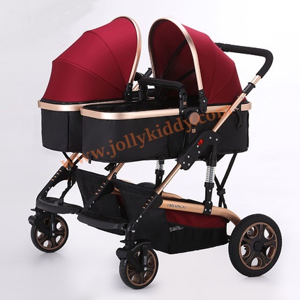 รถเข็นเด็กแฝด ที่นั่งคู่ Premium Red Wine สีแดง CS10170