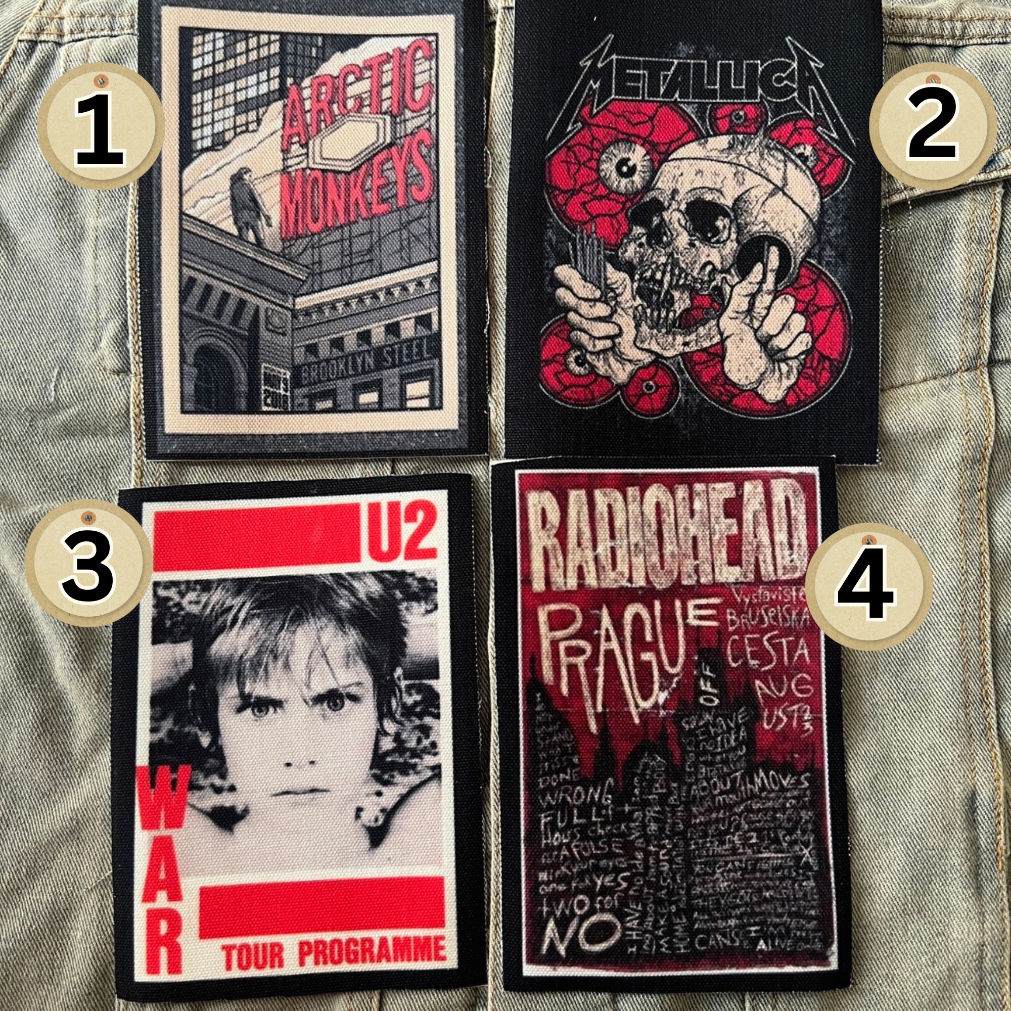 ตัวรีดติดเสื้อ วงดนตรี ร็อค วินเทจ พังค์ ผ้าแคนวาสพิมพ์ลาย ตกแต่งเสื้อผ้า Canvas Iron on Patch