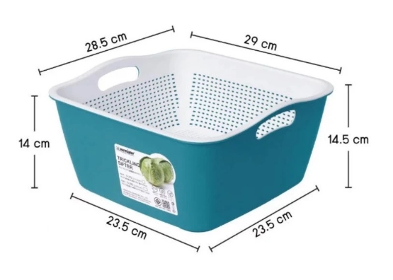 KEYWAY ชุดกระบะพลาสติก กระบะล้างผักพร้อมตะแกรง ทรงสี่เหลี่ยม