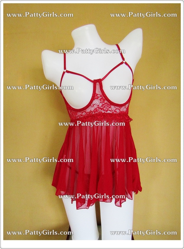 N900 ชุดนอนเซ็กซี่ ชุดนอนซีทรูตัดเย็บผสมกับผ้าลูกไม้สวมใส่แบบใช้สายคล้องไหล่ บราเป็นแบบมีโครงดีไซน์หน้าอกเปิดโล่งๆด้านหลังเป็นขอเกี่ยว2จุด(กลางหลังและขอบกระโปรง) มาพร้อมกับจีสตริงลูกไม้เปิดเป้าตามรูปถ่ายสินค้าจริงเลยค่ะ