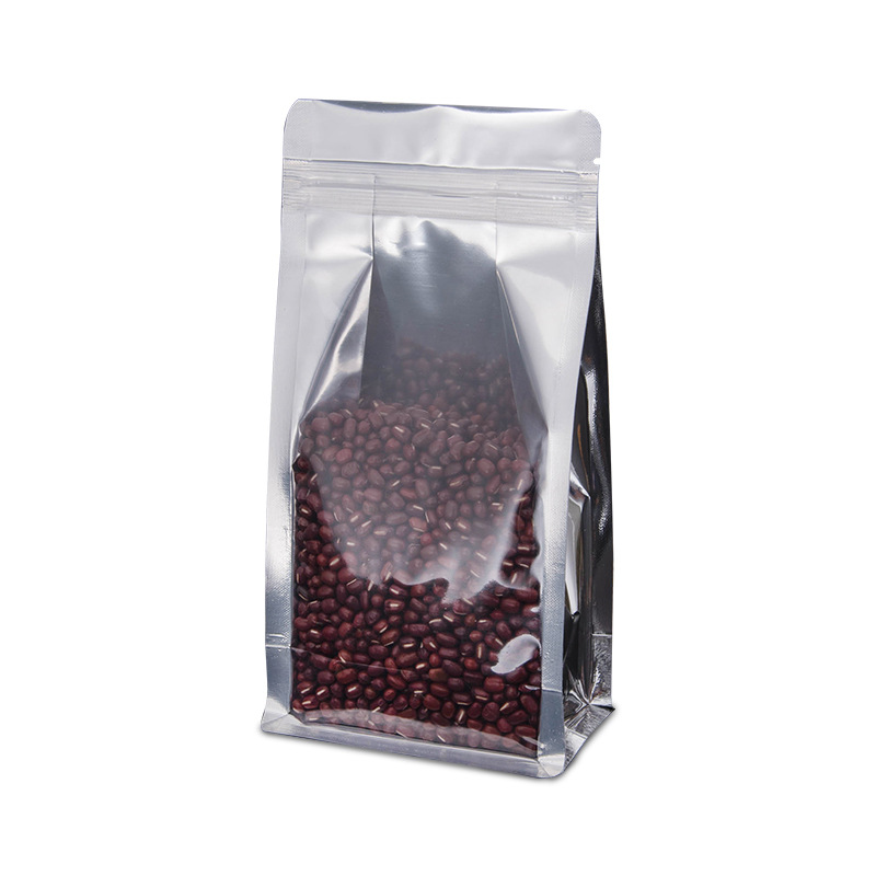 ถุงซิปล็อคหน้าใสขยายข้าง สีเงิน (15ใบ)