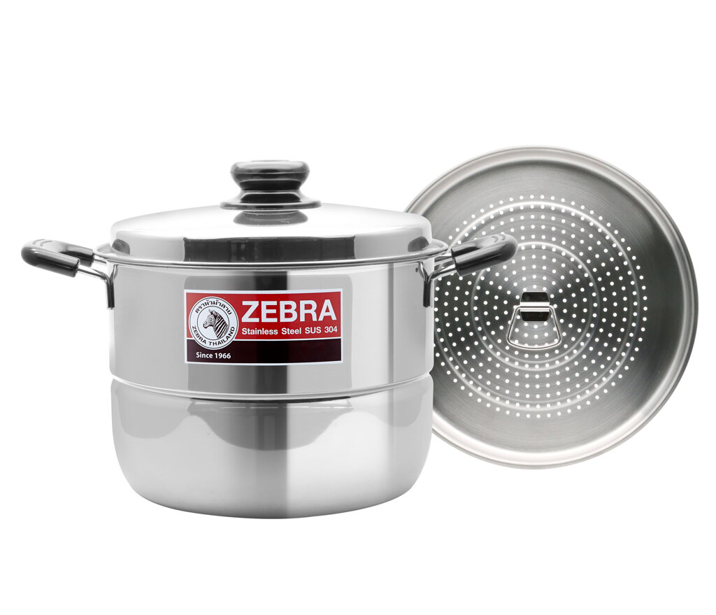 Zebra หม้อ Wisdom Worthy 24 ซม.พร้อมแผ่นชั้นนึ่ง ตราหัวม้าลาย Zebra (ราคาต่อชิ้น)