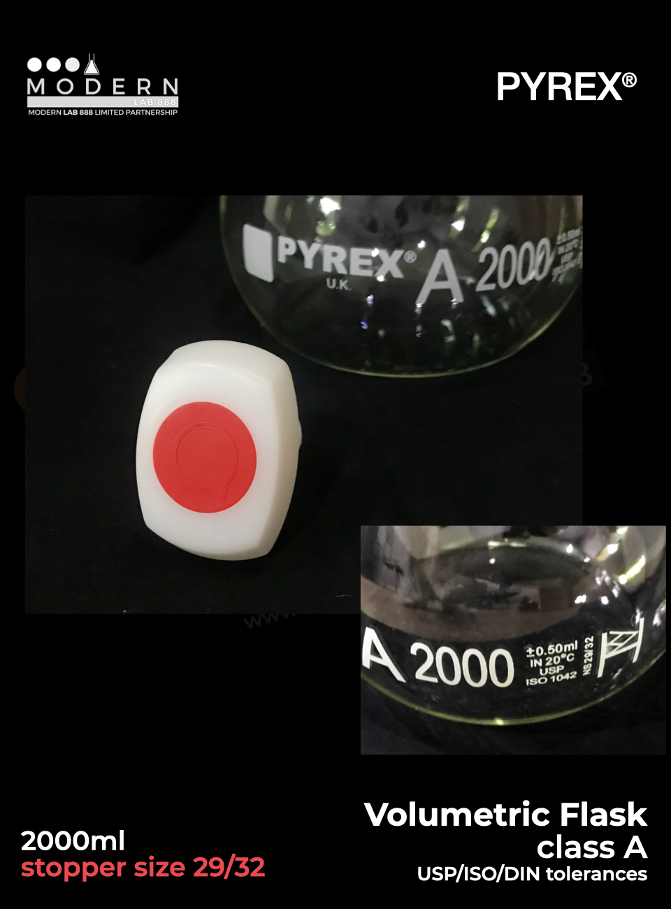 ขวดวัดปริมาตร / Volumetric Flasks, Class A (Batch Certificate), PYREX