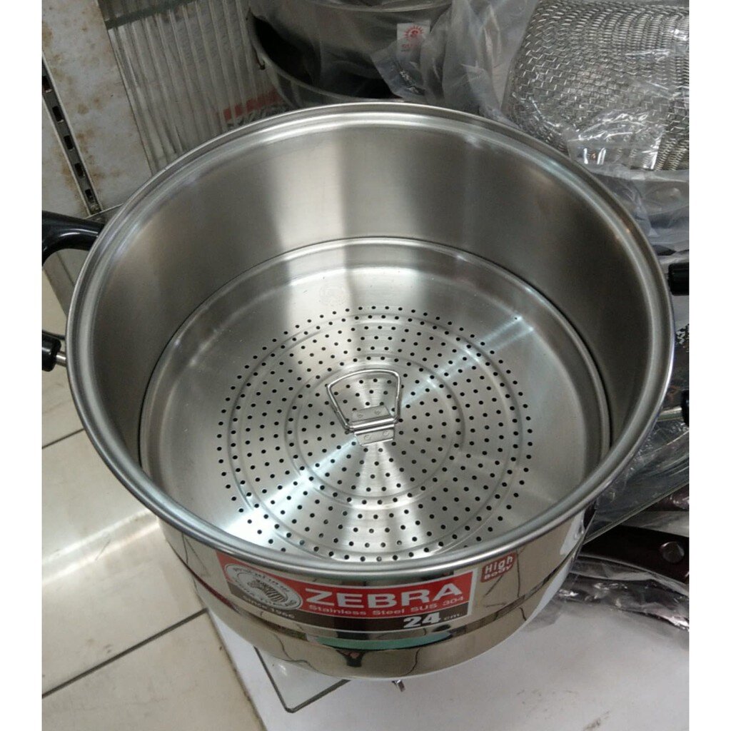 Zebra หม้อ Wisdom Worthy 24 ซม.พร้อมแผ่นชั้นนึ่ง ตราหัวม้าลาย Zebra (ราคาต่อชิ้น)