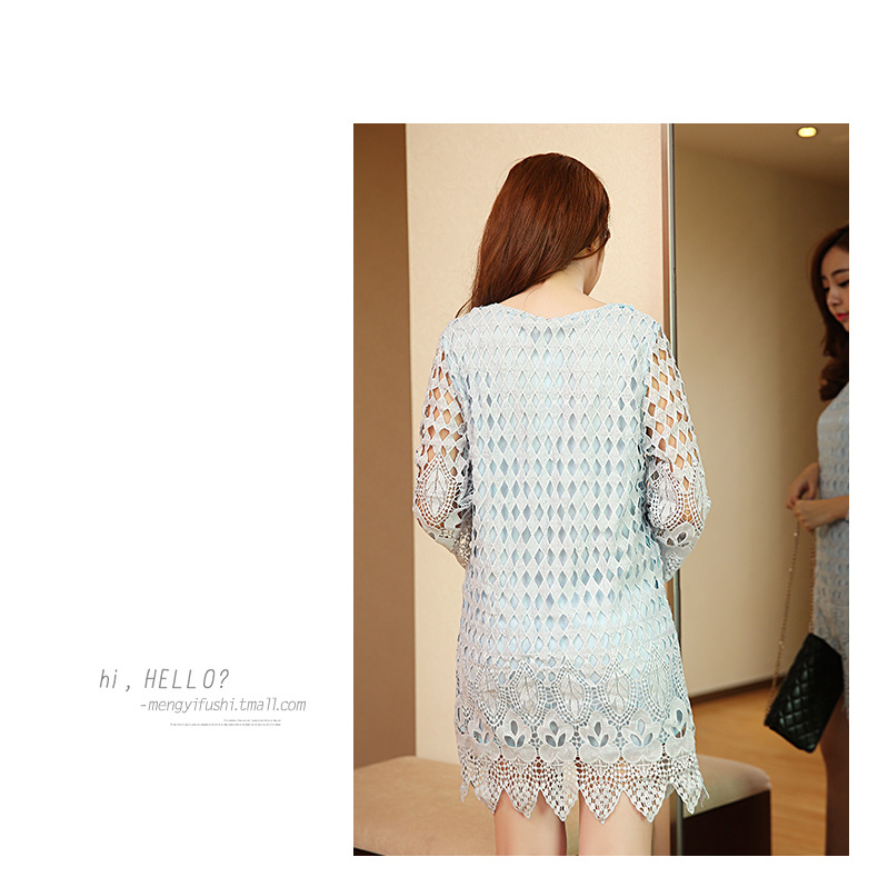 ชุดเดรสผ้าถักแขนยาวสีขาว ส่งฟรี ems