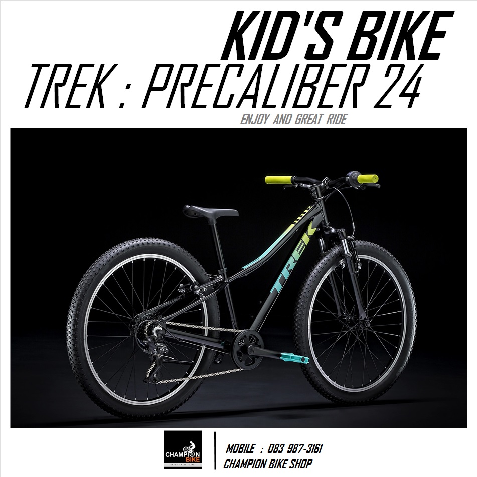จักรยานเด็กวงล้อ 24 นิ้ว TREK : PRECALIBER 24 KID'S BIKE สีดำ-เขียวนีออนเฟดเขียวมินต์