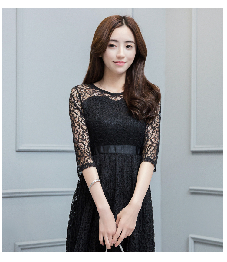 ชุดเดรสผ้าลูกไม้สีดำ ส่งฟรี ems