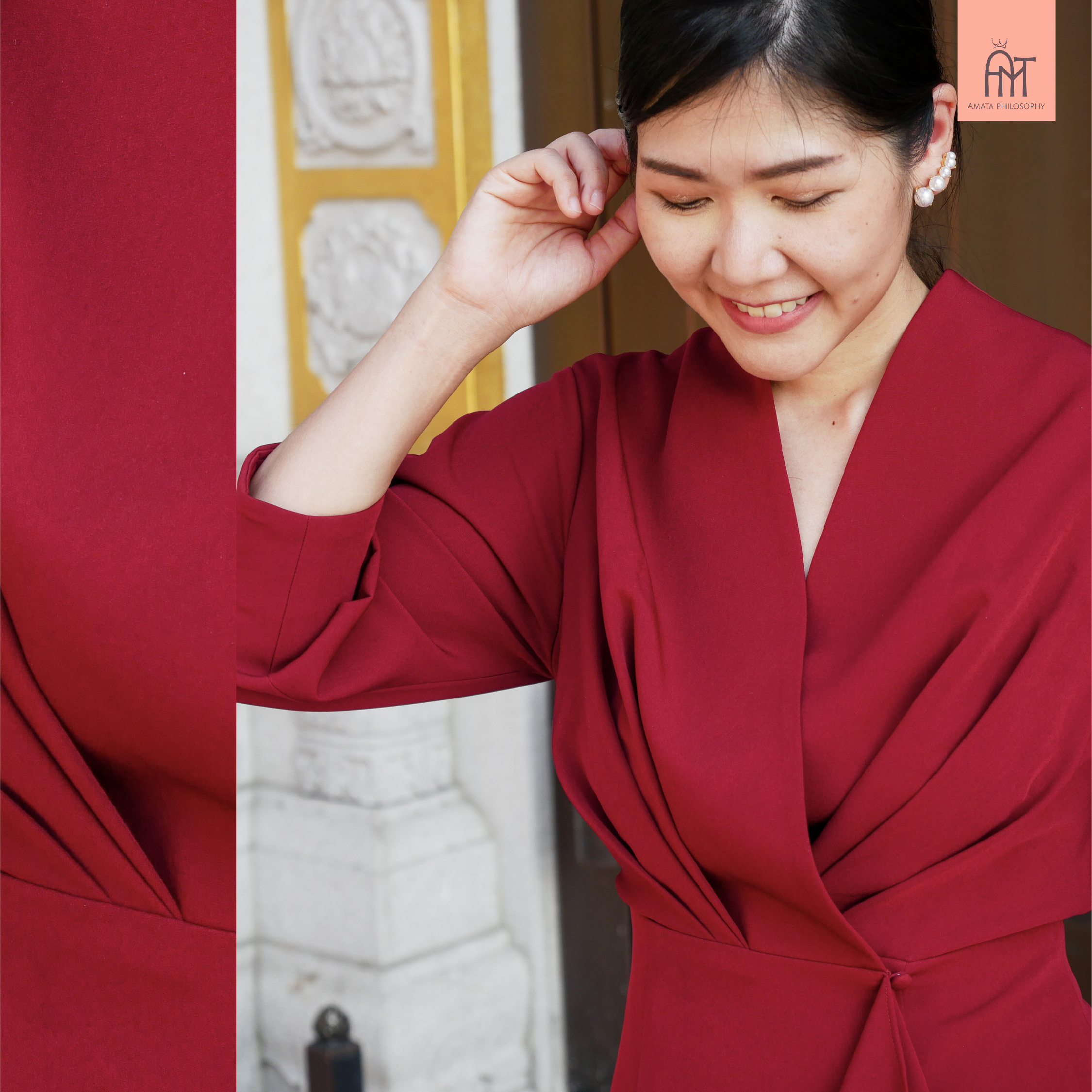 AMATA CNY เดรส Ms. Holmes สีแดง