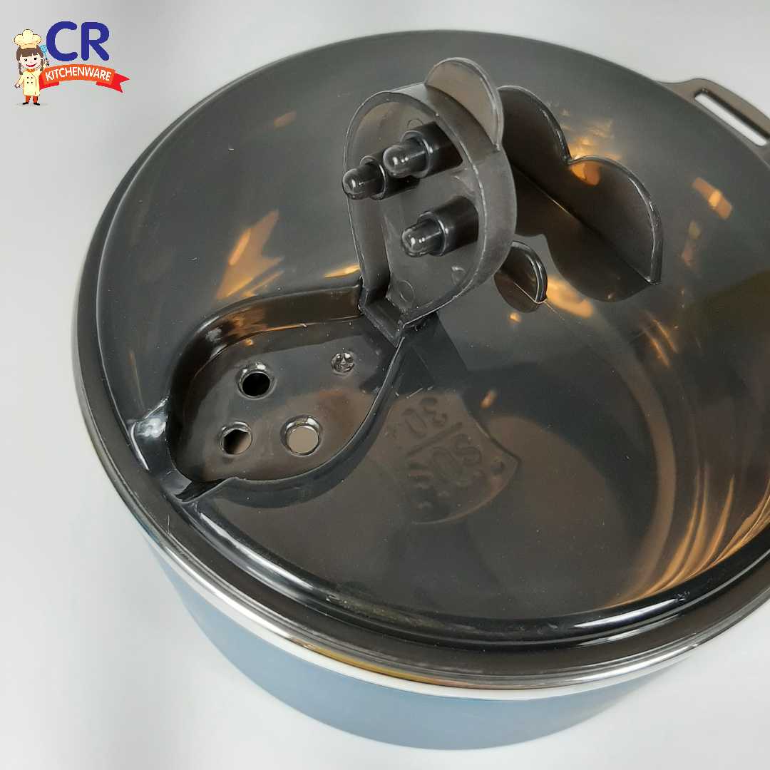 ชามสแตนเลส ผนัง 2 ชั้น มีหูจับ SUS304 ฝาดำ หูข้าง 1000 ml.