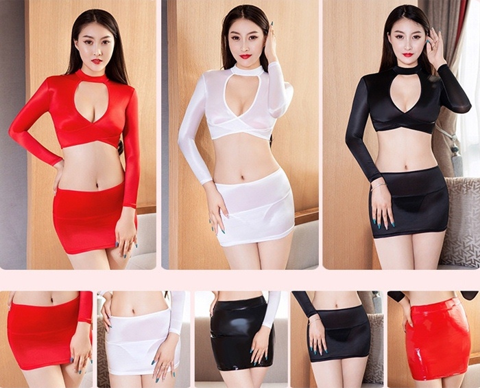 L054 ชุดอีโรติกมาในสไตล์ชุดสาวออฟฟิศสาวเลขาสุดเซ็กซี่ ตัวชุดเป็นผ้ายืดผิวมันเนื้อบางนิ่มๆ กระโปรงมีให้เลือกทั้งกระโปรงผ้าและหระโปรงหนัง ***รหัสนี้แยกขายระหว่างเสื้อและกระโปรง เลือกสีใส่ร่วมกันได้ตามได้ใจชอบเลยค่ะ