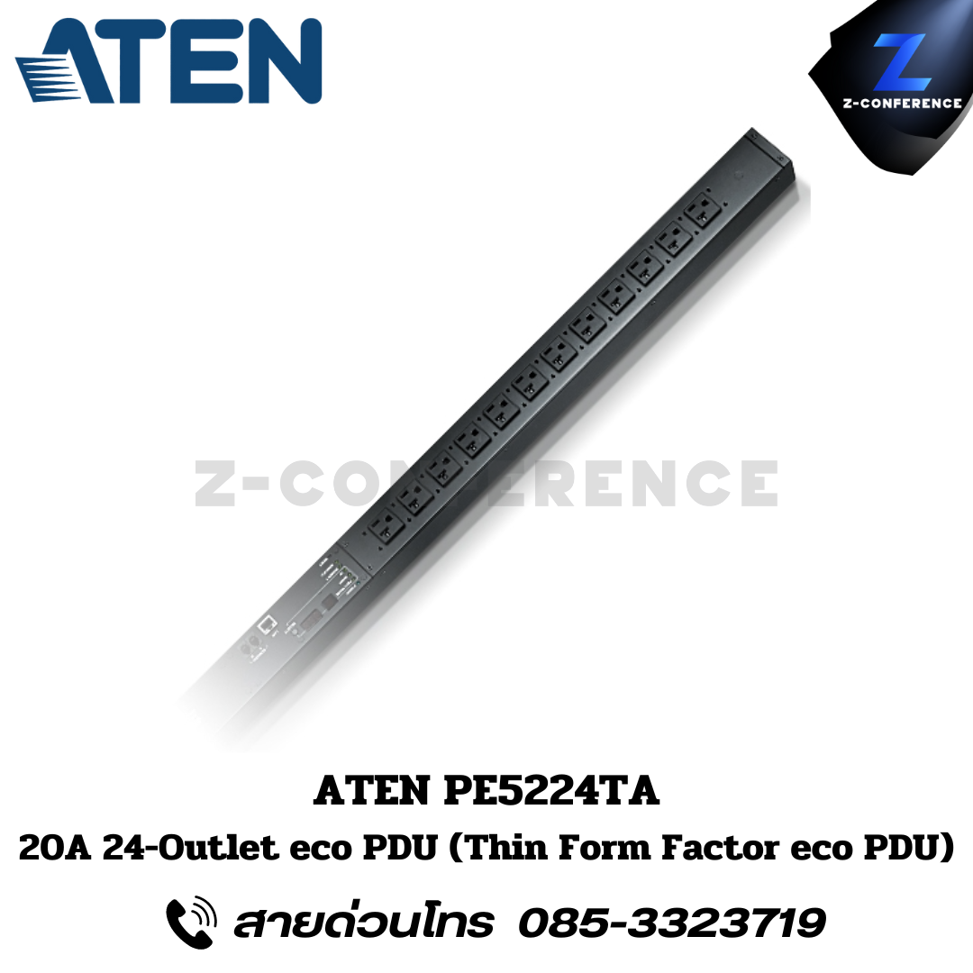 ATEN PE5224TA 20A 24-Outlet eco PDU (Thin Form Factor eco PDU) Power Distribution Unit ระบบ ปิด-เปิด ไฟฟ้าอัจฉริยะ
