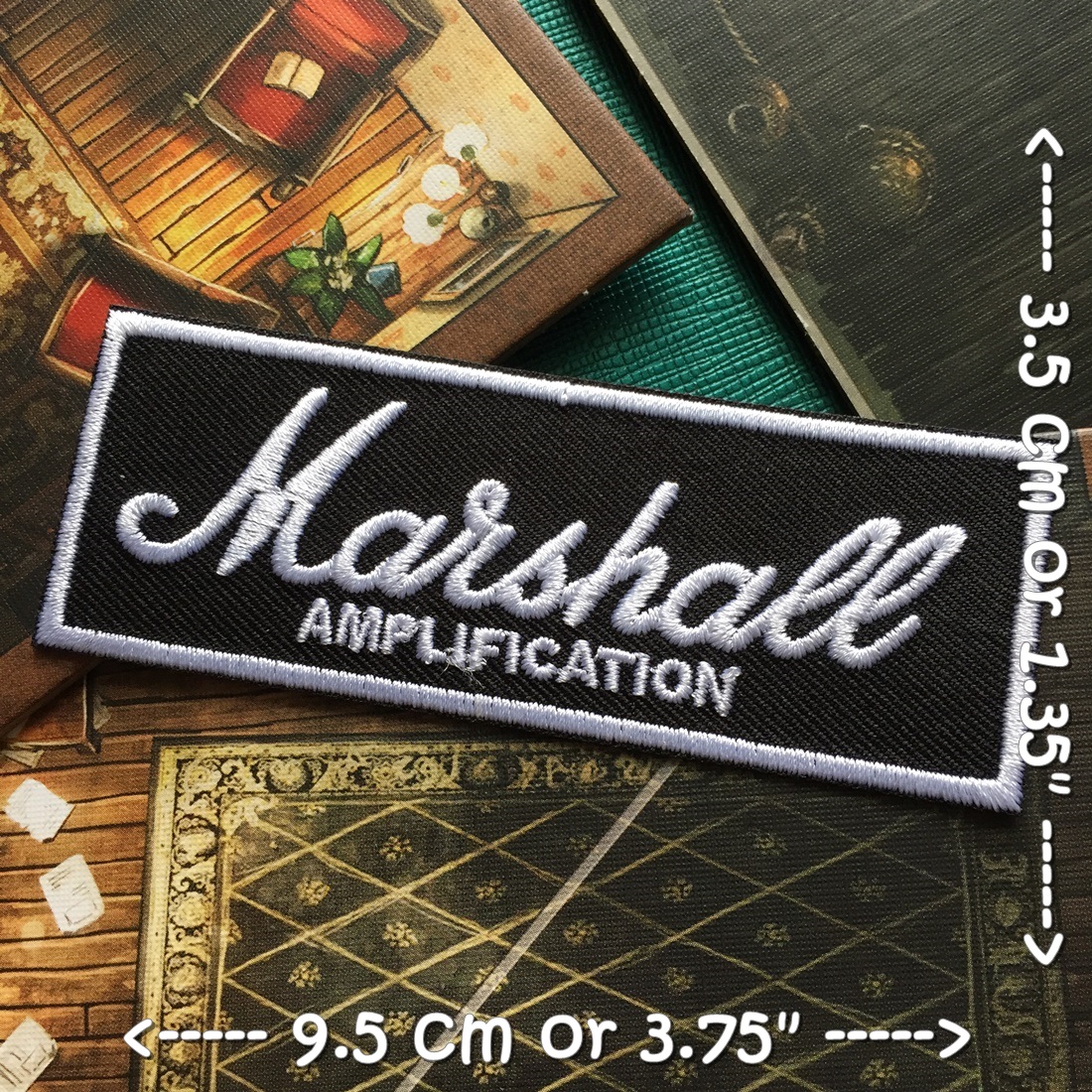 โลโก้ Marshall ตัวรีดติดเสื้อ อาร์มรีด อาร์มปัก ตกแต่งเสื้อผ้า หมวก กระเป๋า แจ๊คเก็ตยีนส์ Hipster Embroidered Iron on Patch