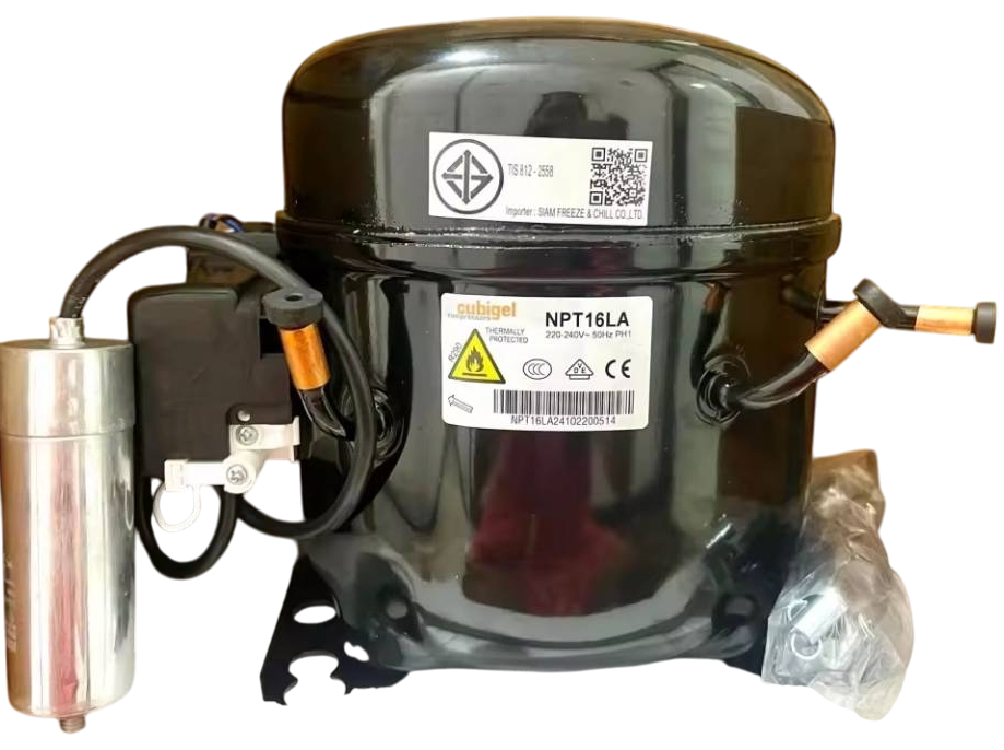 คอมเพรสเซอร์ตู้แช่ Cubigel Model: NPT 16 LA 1/2 HP. R290 756 Watt ทดแทนรุ่น BA2428Z