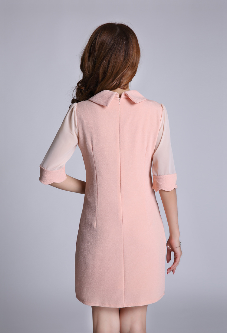 ชุดเดรสสีชมพูโอรส แถมเข็มขัด ส่งฟรี ems