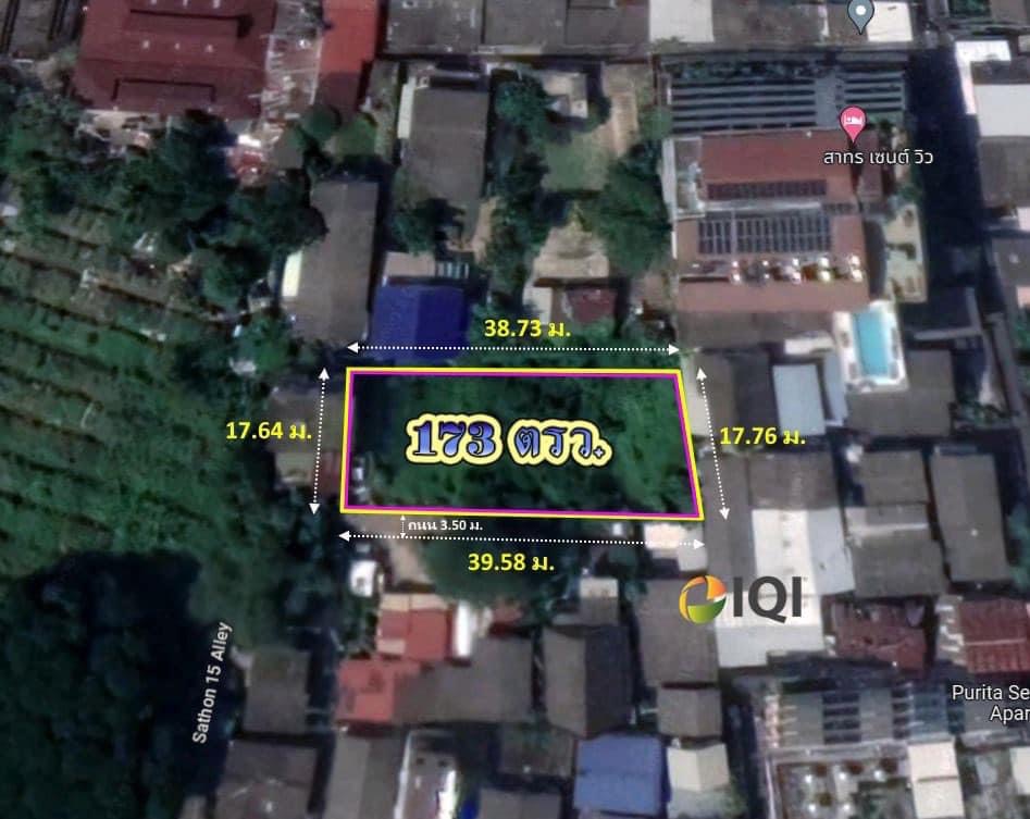 ขาย ที่ดิน พื้นที่ 173 ตร.ว ซอยสาทร 13 แยก 8 ถมเรียบร้อยแล้ว