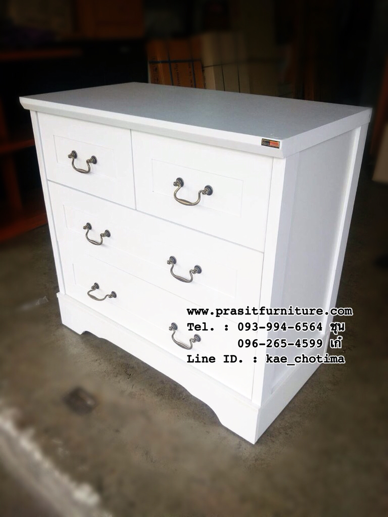 ตู้ลิ้นชัก สไตล์วินเทจ สีขาว DW-8001