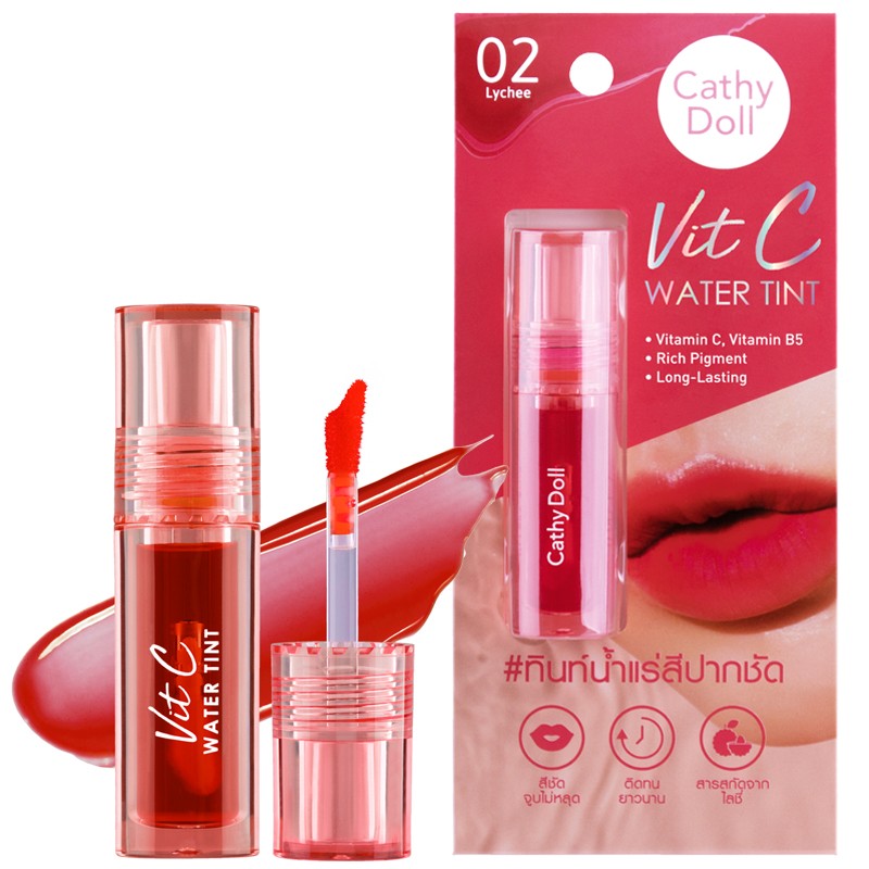 Cathy Doll Vit C Water Tint 2.7G #02 LYCHEE ลิปทินท์น้ำแร่ เคที่ดอลล์ วิทซีวอเตอร์ทินท์ 2.7G สี 02 LYCHEE