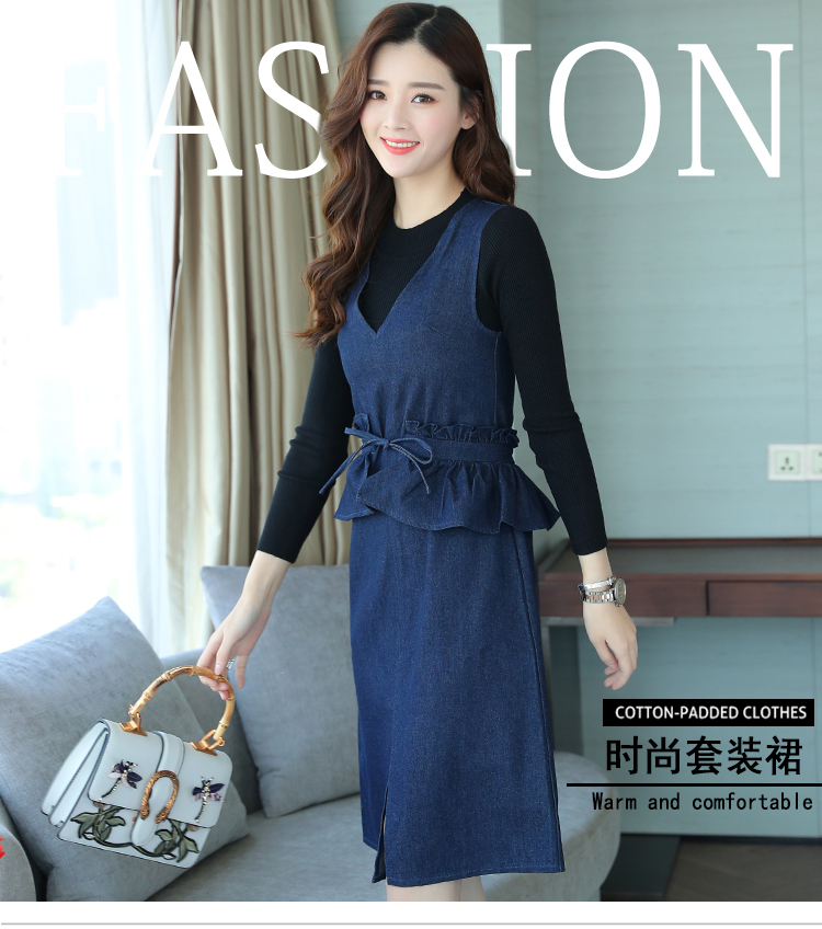 ชุดเซ็ทเสื้อและเดรสยีนส์ สวยค่ะ ส่งฟรี ems