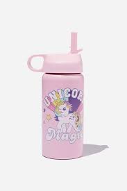 Cotton On Kids - ขวดน้ำ หลอดดูด- unicorn rainbow
