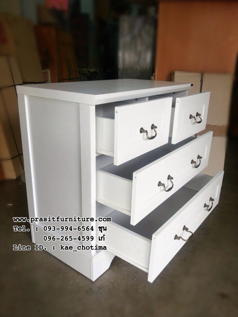 ตู้ลิ้นชัก สไตล์วินเทจ สีขาว DW-8001