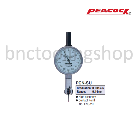 ไดอัลเทสขนาด 0.14มิล ความละเอียด 0.001มิล,Special Type Test Indicators Range 0.14mm Graduation 0.001mm,Peacock,PCN-SU