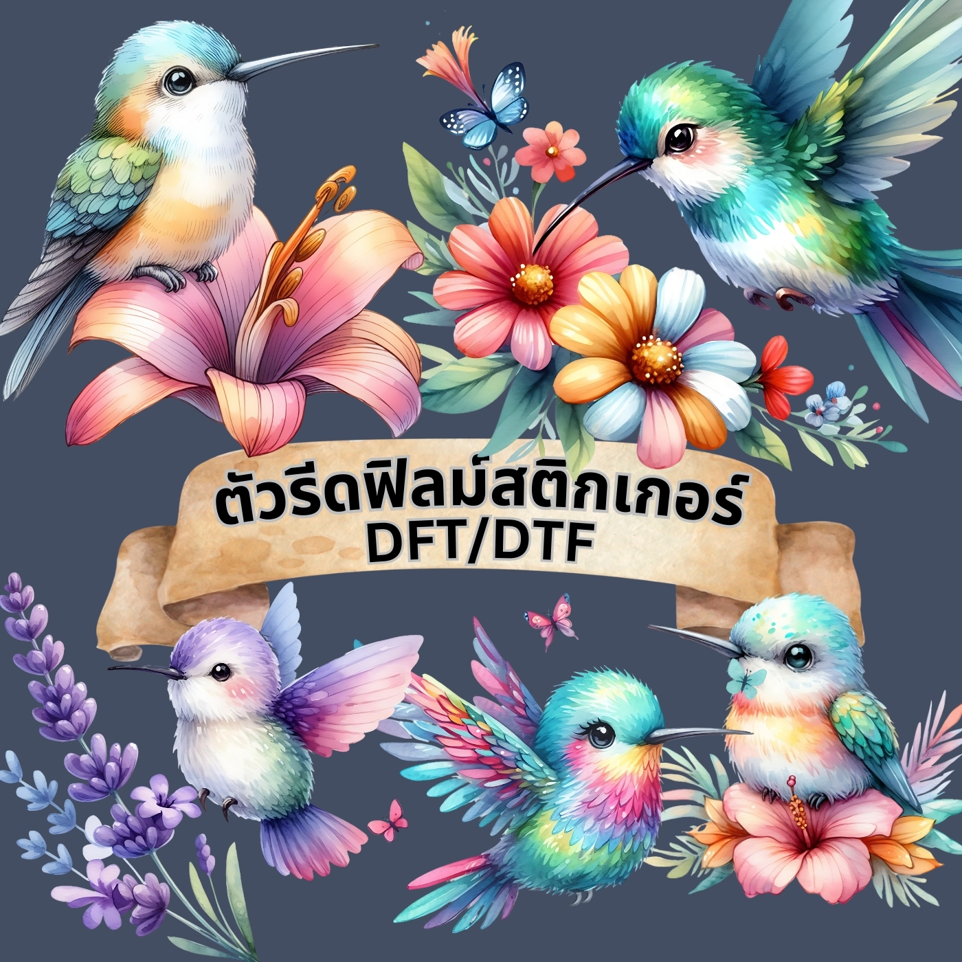 ตัวรีดติดเสื้อ นกน้อย แสนสวย ฟิลม์รีดร้อน พิมพ์ลาย สกรีนลาย ฟิลม์ DFT DTF