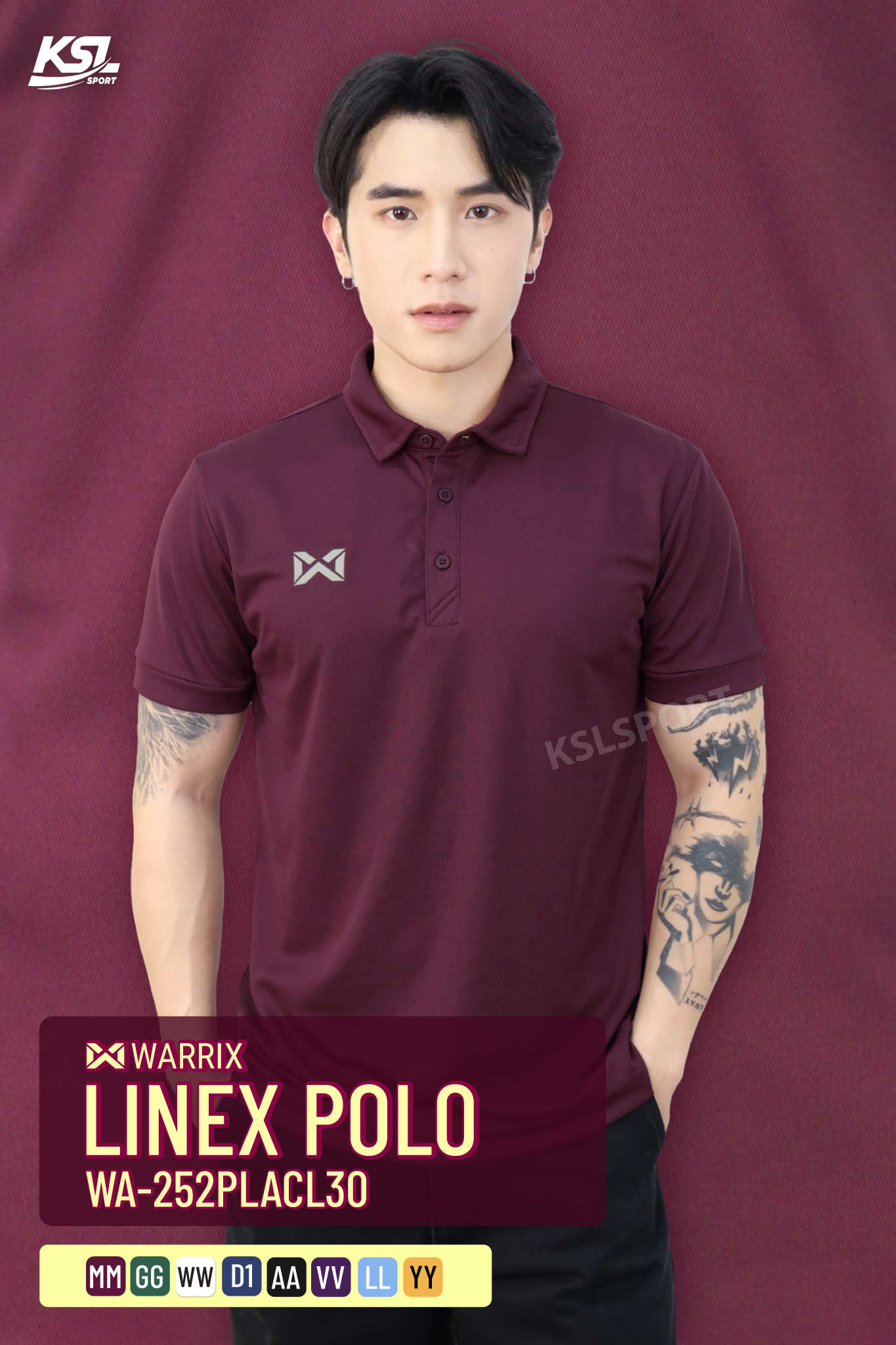 ใหม่ล่าสุด! Warrix เสื้อโปโล เสื้อคอปก วอริกซ์ รุ่น LINEX POLO (WA-252PLACL30) ใส่สบาย ระบายอากาศ polyester 100% สีดำ/ฟ้า/ม่วง/เหลือง