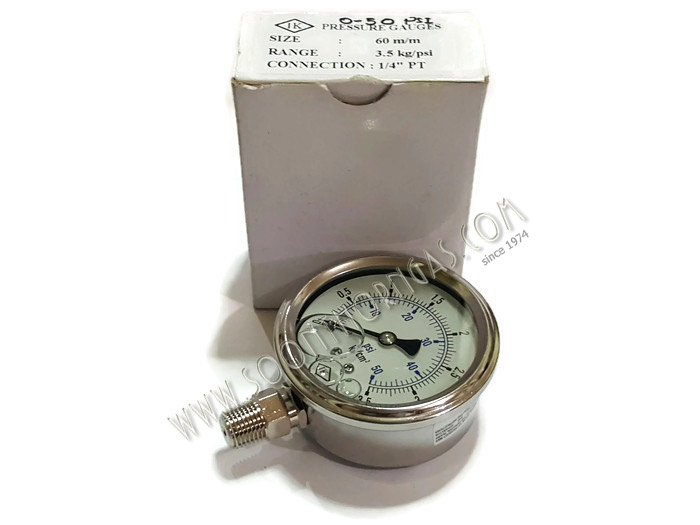 เกจ์วัดแรงดันแก๊ส (น้ำมัน) HIGH PRESSURE GAUGE IK 0-3.5 kg