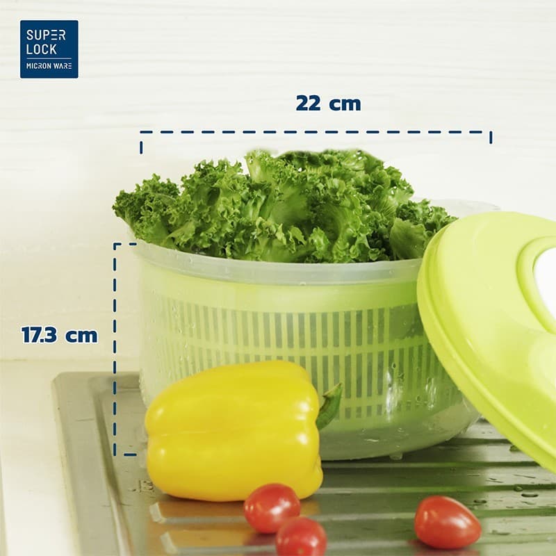 ตะกร้าล้างผักมือหมุน 22 ซม. 5365 ตะกร้าล้างผลไม้ ชามสลัดสปินเนอร์ (Micronware) ถังล้างผัก