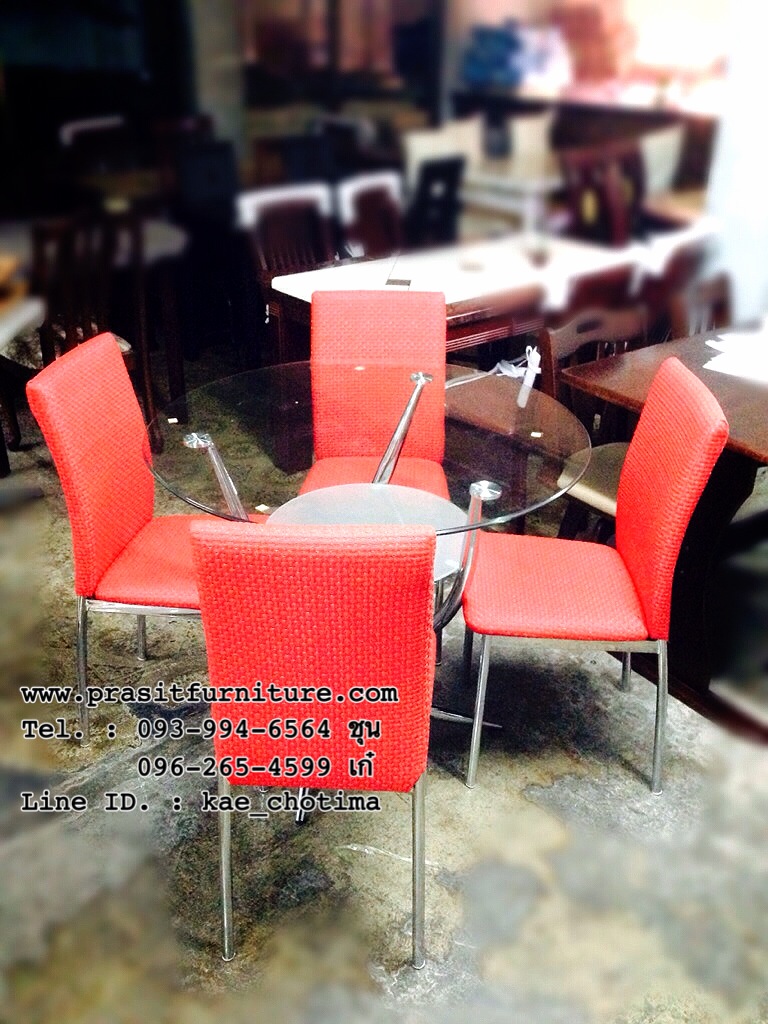 โต๊ะกินข้าว โต๊ะอาหาร โต๊ะกระจก 4 ที่นั่ง รุ่น เรน