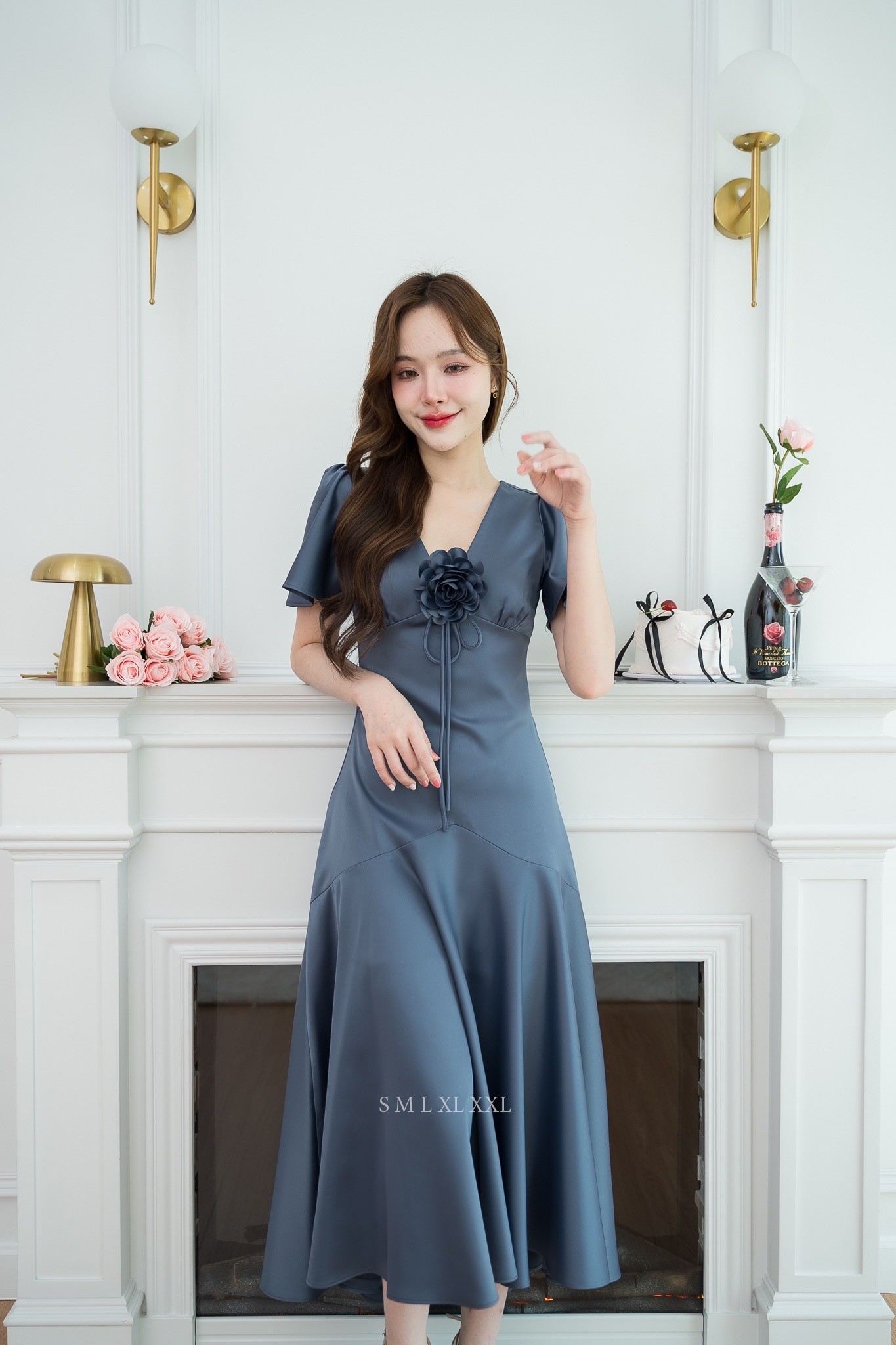 ชุดเพื่อนเจ้าสาวธีมงานสีฟ้าคราม Dusty Blue